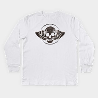 Skull with Angelic Wings Kids Long Sleeve T-Shirt